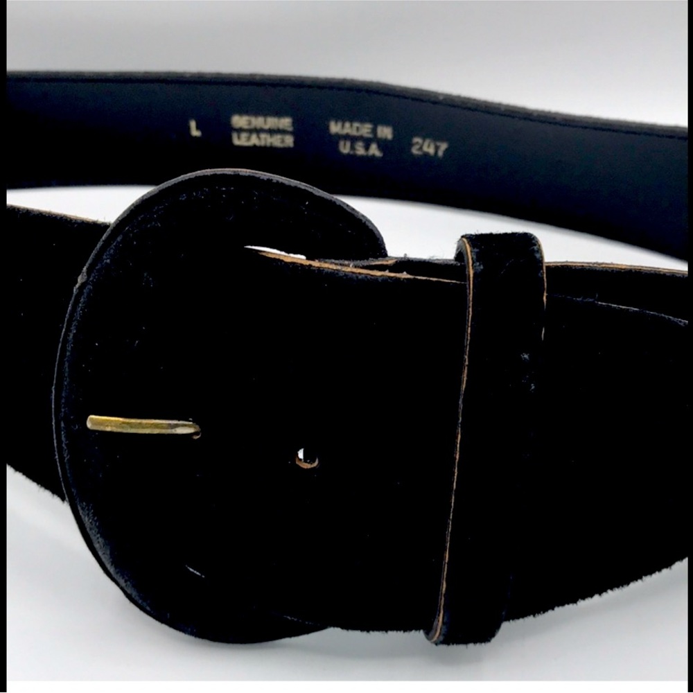 Genuine leather black suede belt, size L